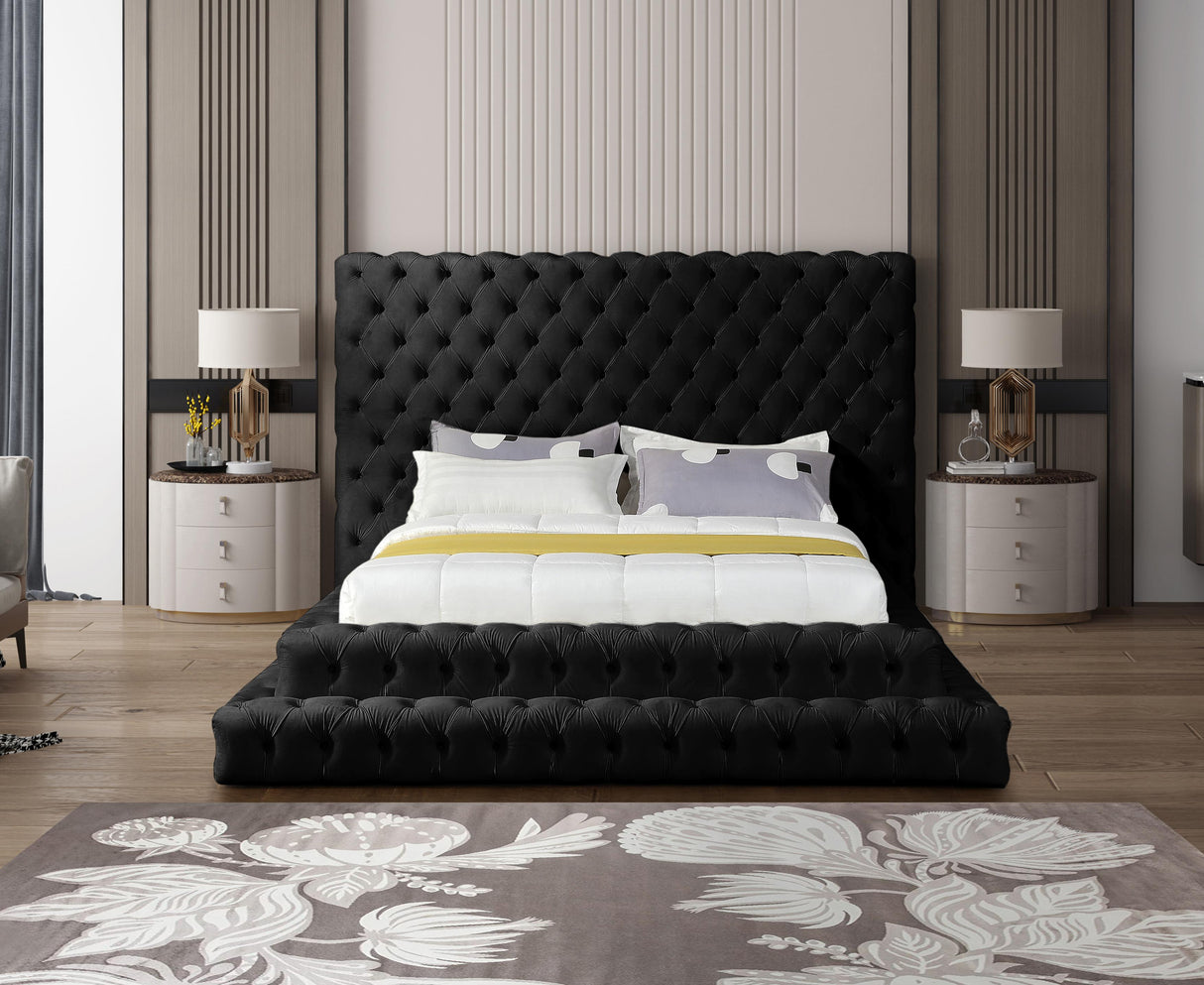 Revel Black Velvet Queen Bed (3 Boxes) - galleria furniture outlet