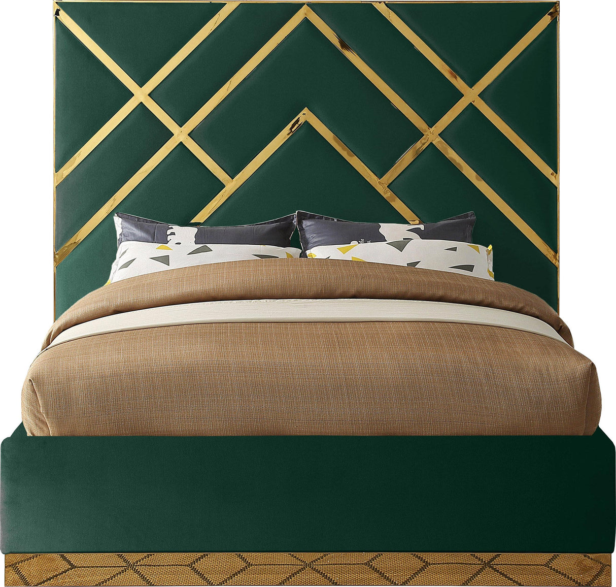 Vector Green Velvet Queen Bed - galleria furniture outlet