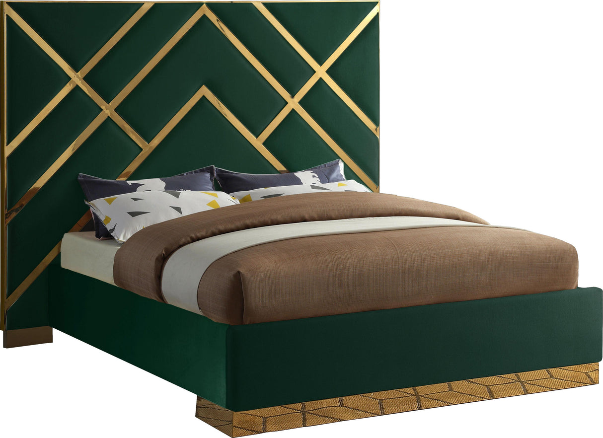 Vector Green Velvet King Bed - galleria furniture outlet