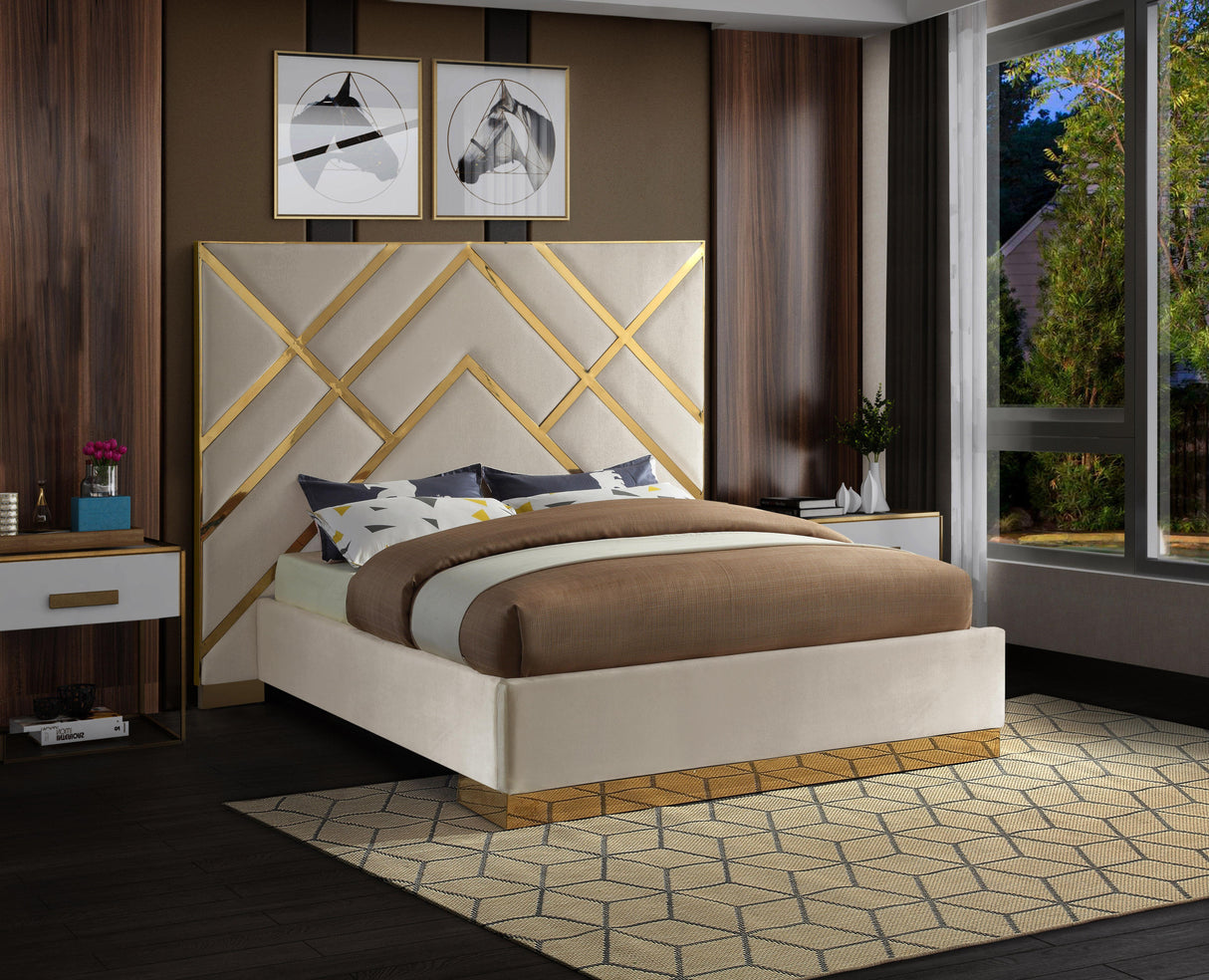 Vector Cream Velvet King Bed