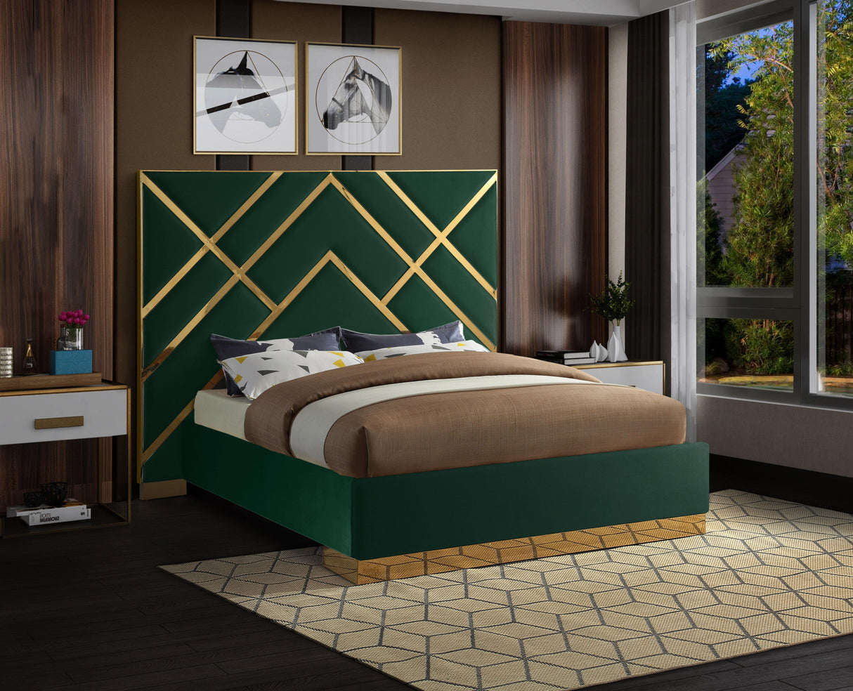 Vector Green Velvet Queen Bed - galleria furniture outlet