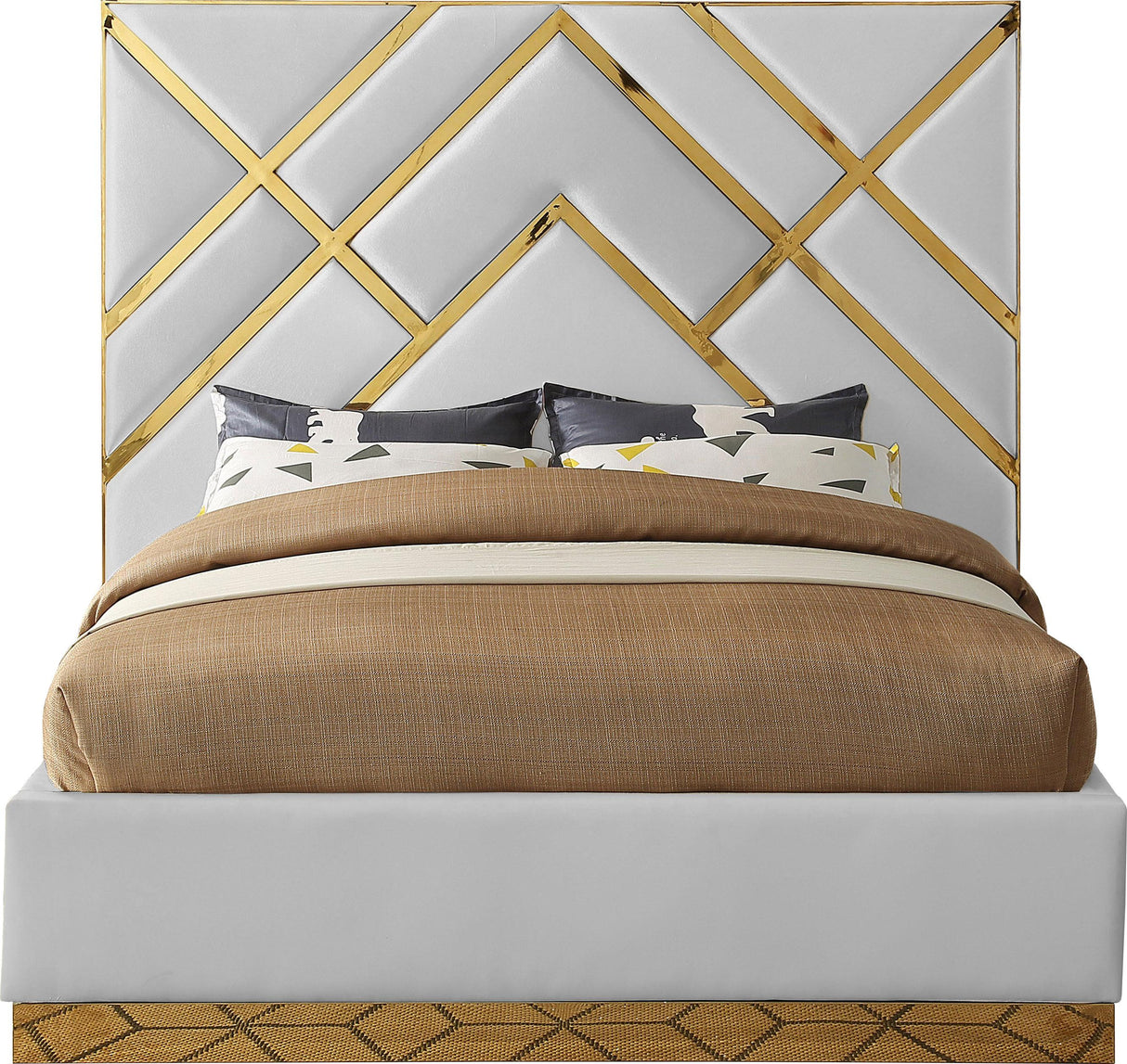 Vector White Faux Leather Queen Bed - galleria furniture outlet