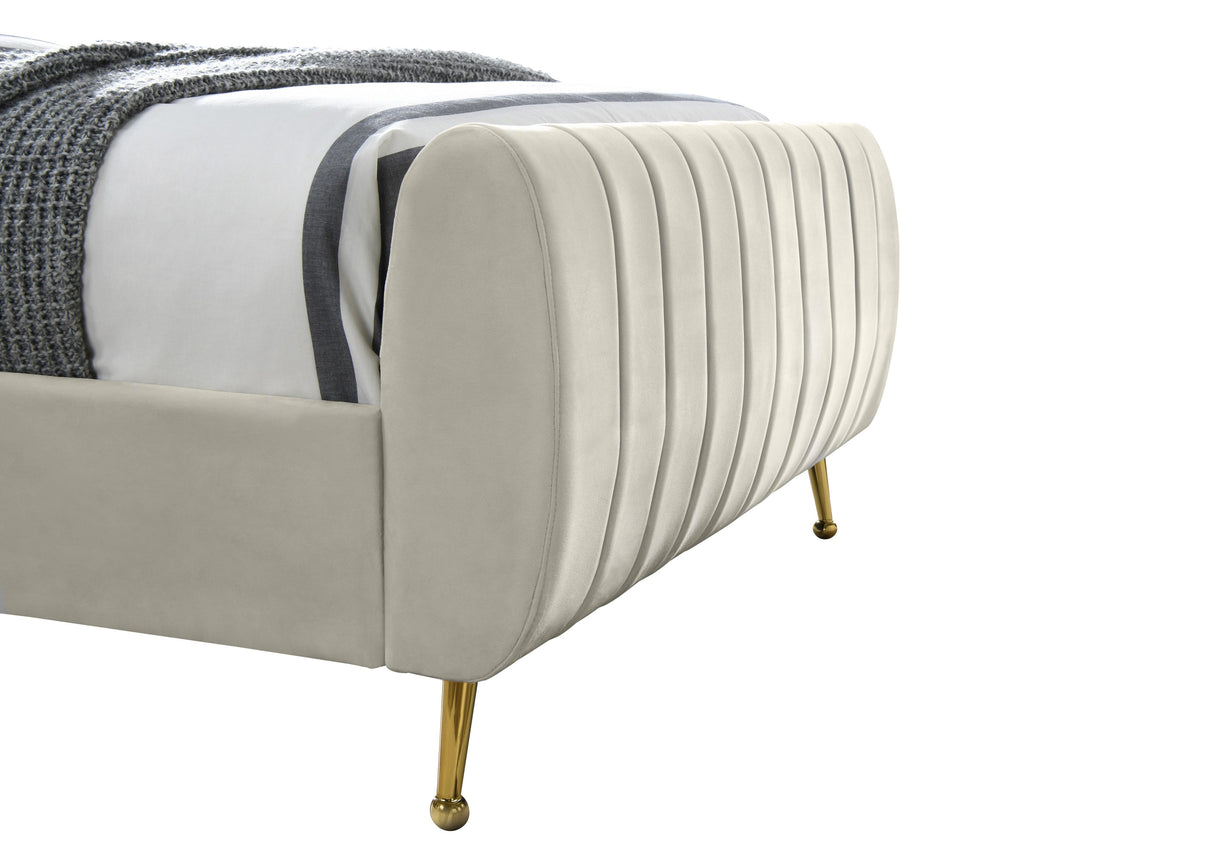 Zara Cream Velvet Twin Bed (3 Boxes) - galleria furniture outlet