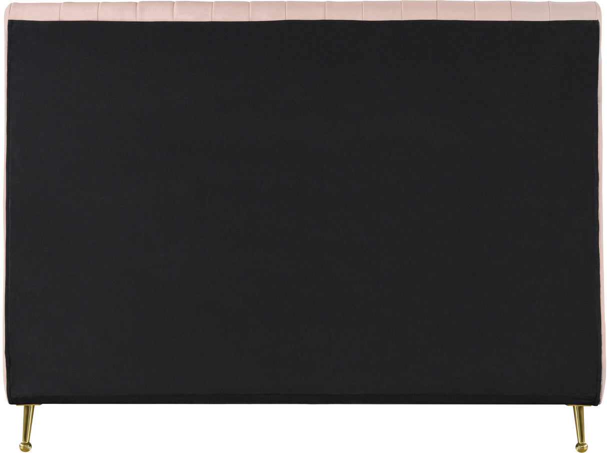 Zara Pink Velvet Queen Bed (3 Boxes) - galleria furniture outlet