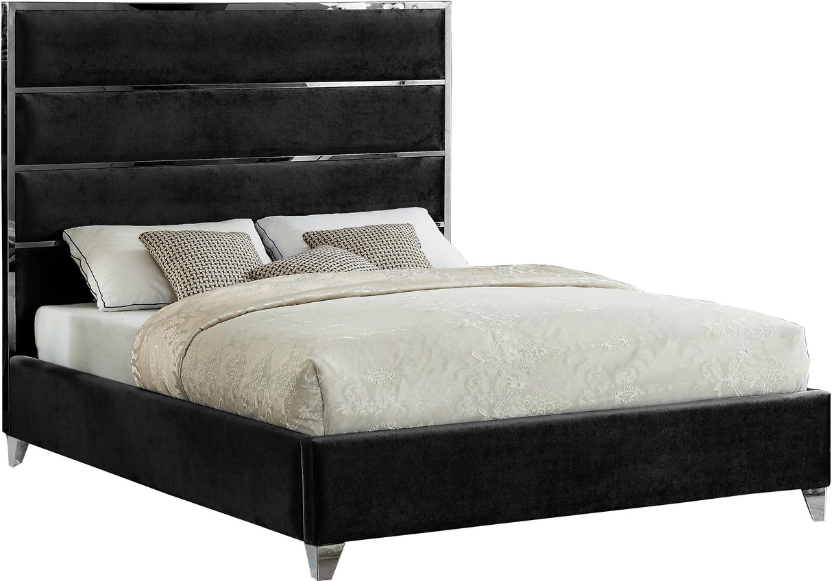 Zuma Black Velvet Full Bed - galleria furniture outlet
