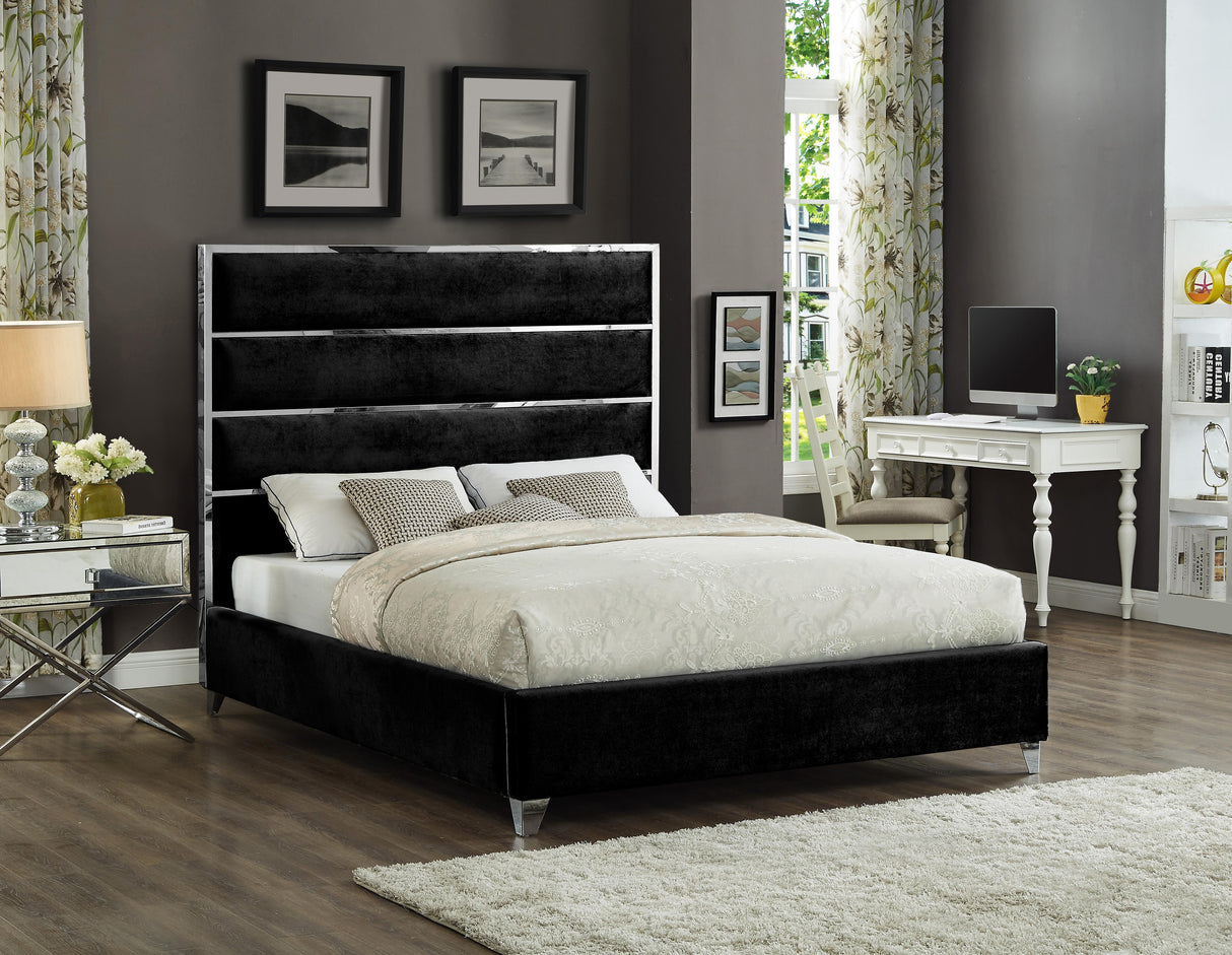 Zuma Black Velvet Full Bed - galleria furniture outlet