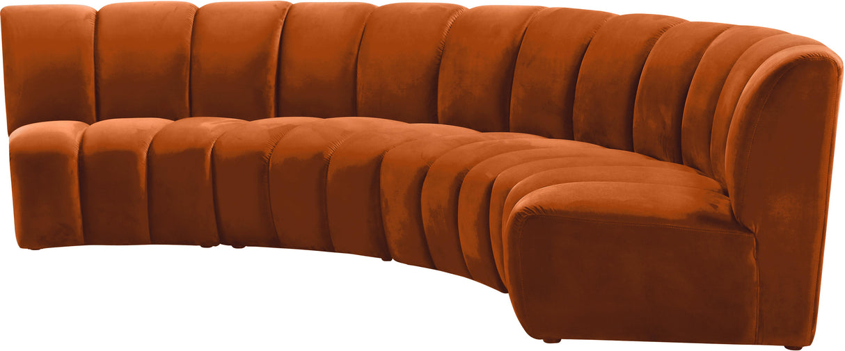 Infinity Cognac Velvet 4pc. Modular Sectional - galleria furniture outlet