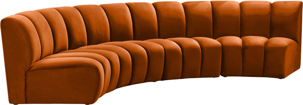 Infinity Cognac Velvet 4pc. Modular Sectional - galleria furniture outlet