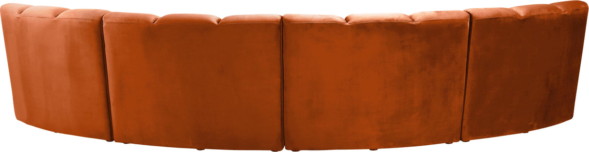 Infinity Cognac Velvet 4pc. Modular Sectional - galleria furniture outlet