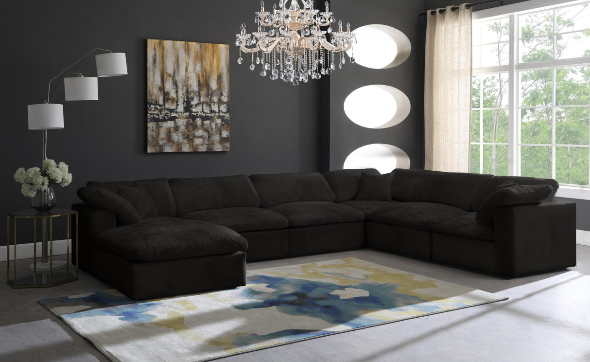 Cozy Black Velvet Cloud Modular Sectional - galleria furniture outlet