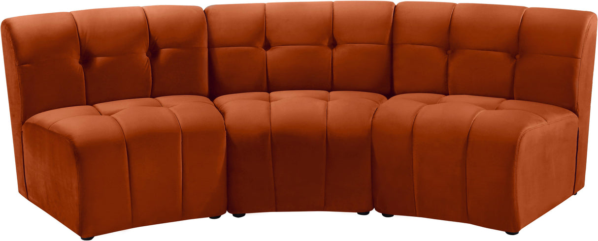 Limitless Cognac Velvet 3pc. Modular Sectional - galleria furniture outlet
