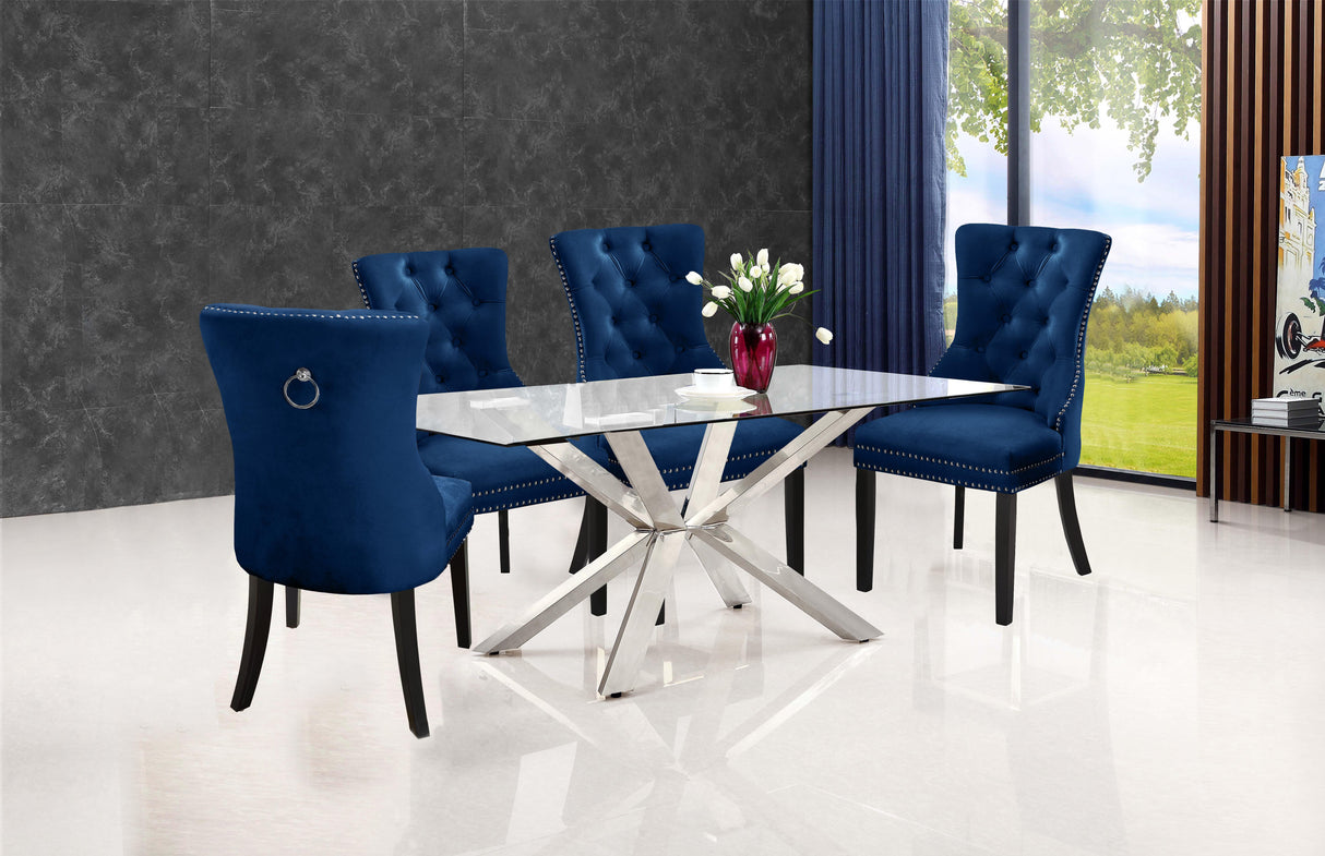 Nikki Navy Velvet Dining Chair - galleria furniture outlet