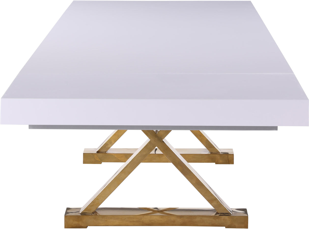 Excel White Lacquer Extendable Dining Table (3 Boxes) - galleria furniture outlet