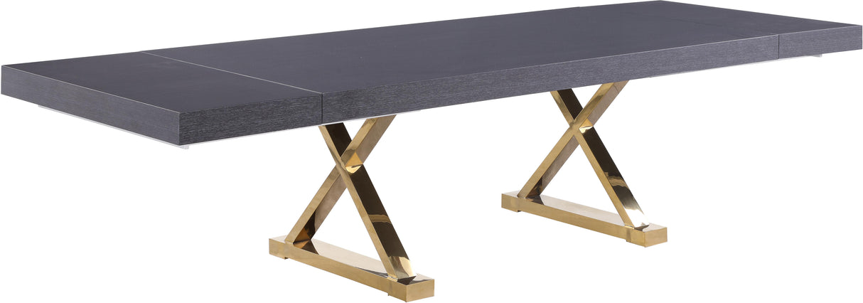 Excel Grey Oak Veneer Lacquer Extendable Dining Table (3 Boxes) - galleria furniture outlet