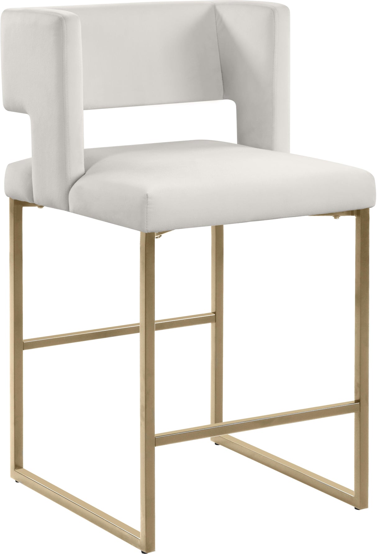 Caleb Cream Velvet Counter Stool - galleria furniture outlet
