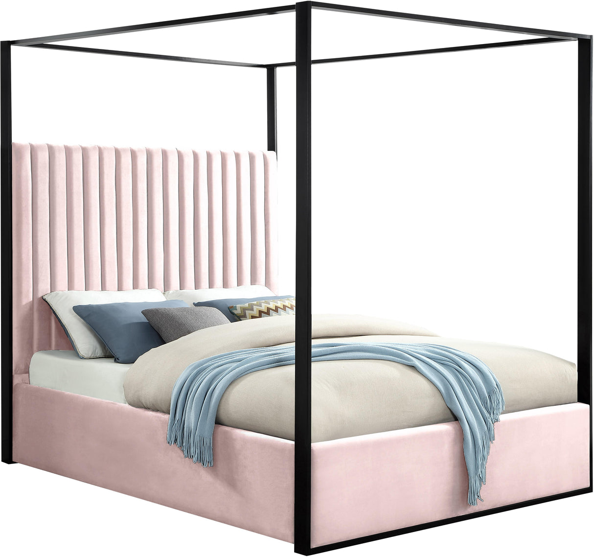 Jax Pink Velvet Queen Bed - galleria furniture outlet