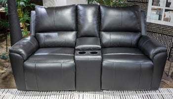 Glossmore Reclining Loveseat with Console - galleria furniture outlet