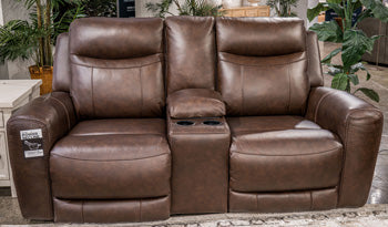 Gravier Power Reclining Loveseat with Console - galleria furniture outlet