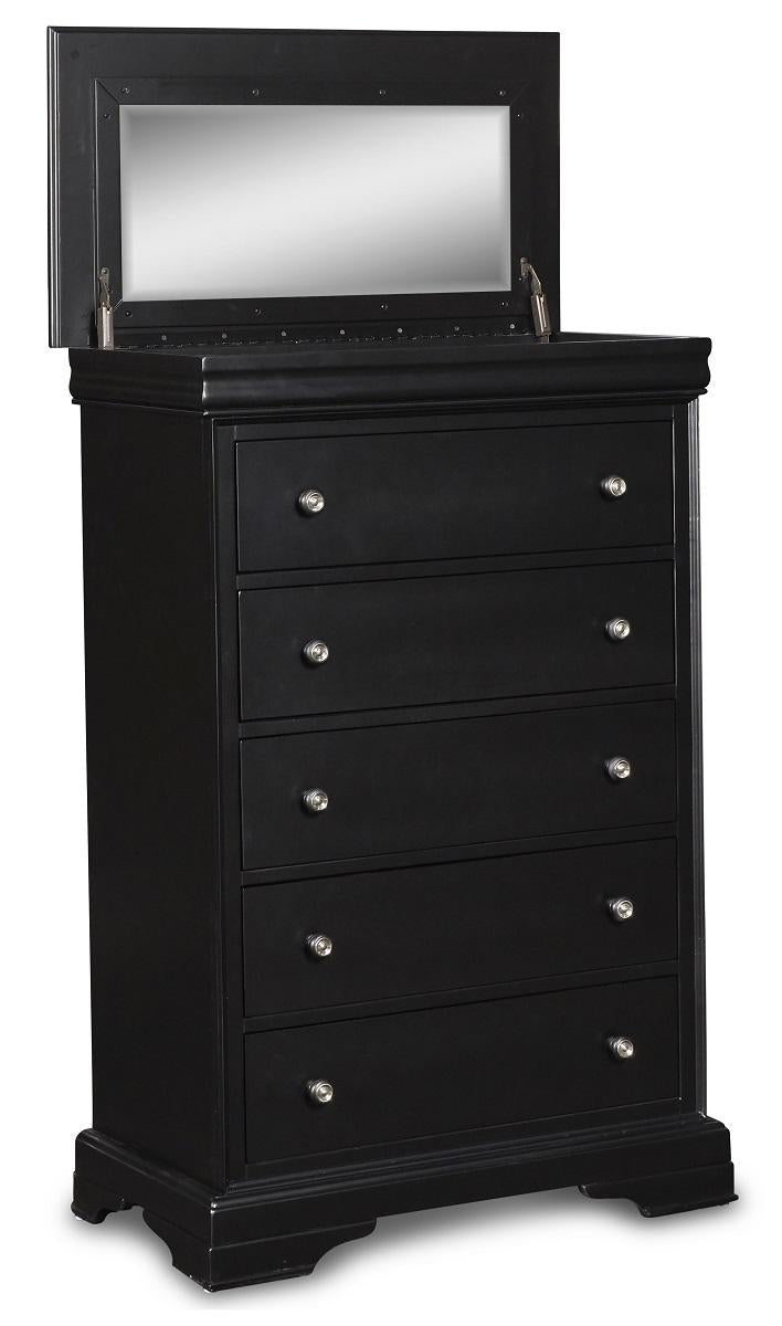New Classic Belle Rose 5 Drawer Lift Top Chest in Black Cherry - galleria furniture outlet