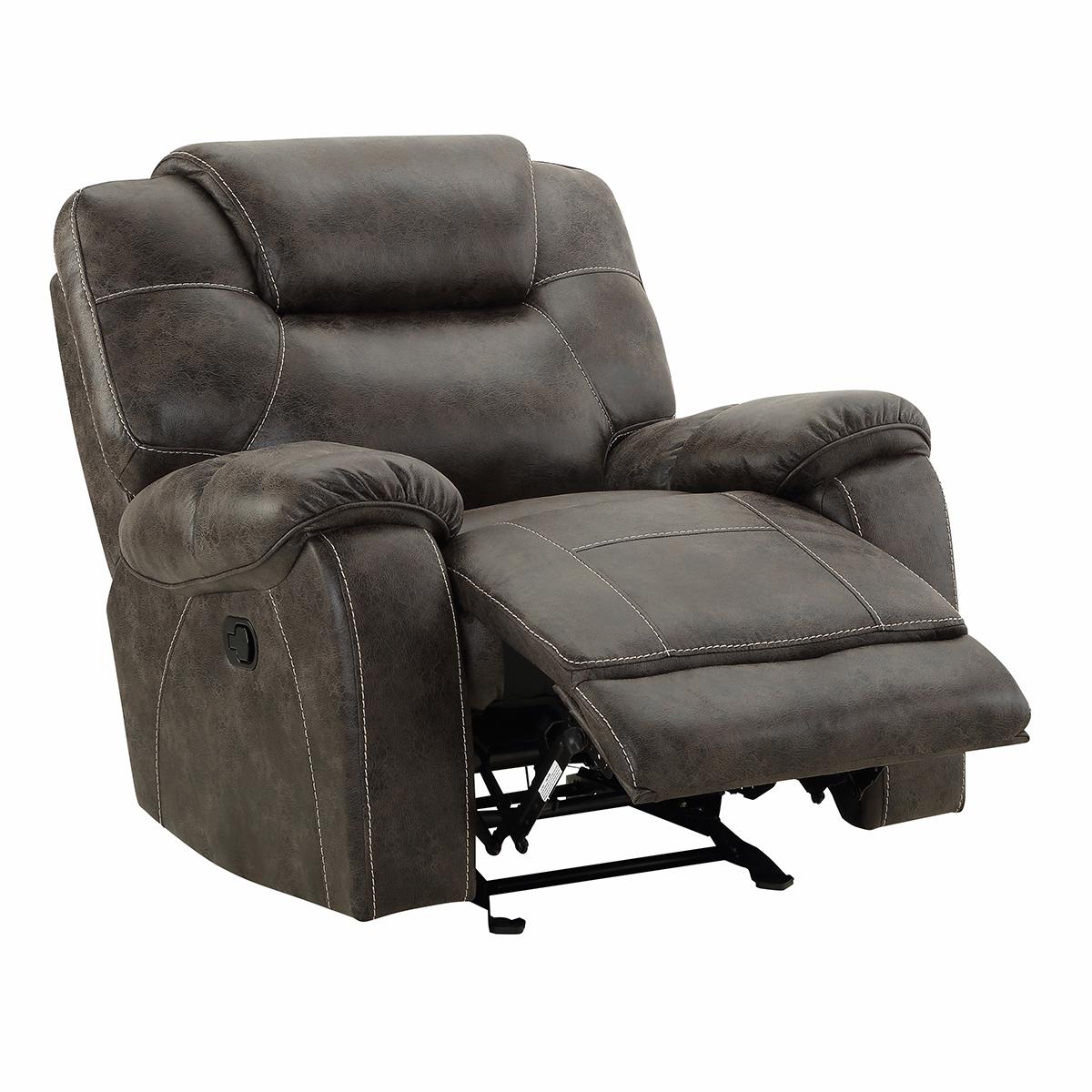 New Classic Furniture Anton Glider Recliner with Power Footrest in Chocolate - galleria furniture outlet