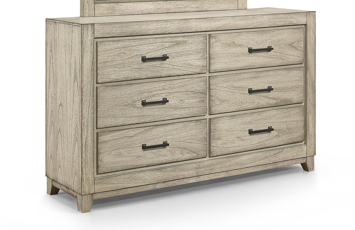 New Classic Furniture Ashland 6 Drawer Dresser in Rustic White
