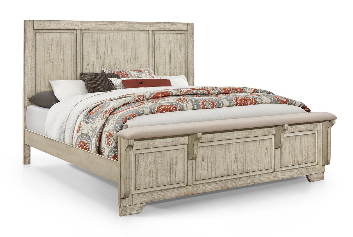 New Classic Furniture Ashland California King Panel Bed in Rustic White