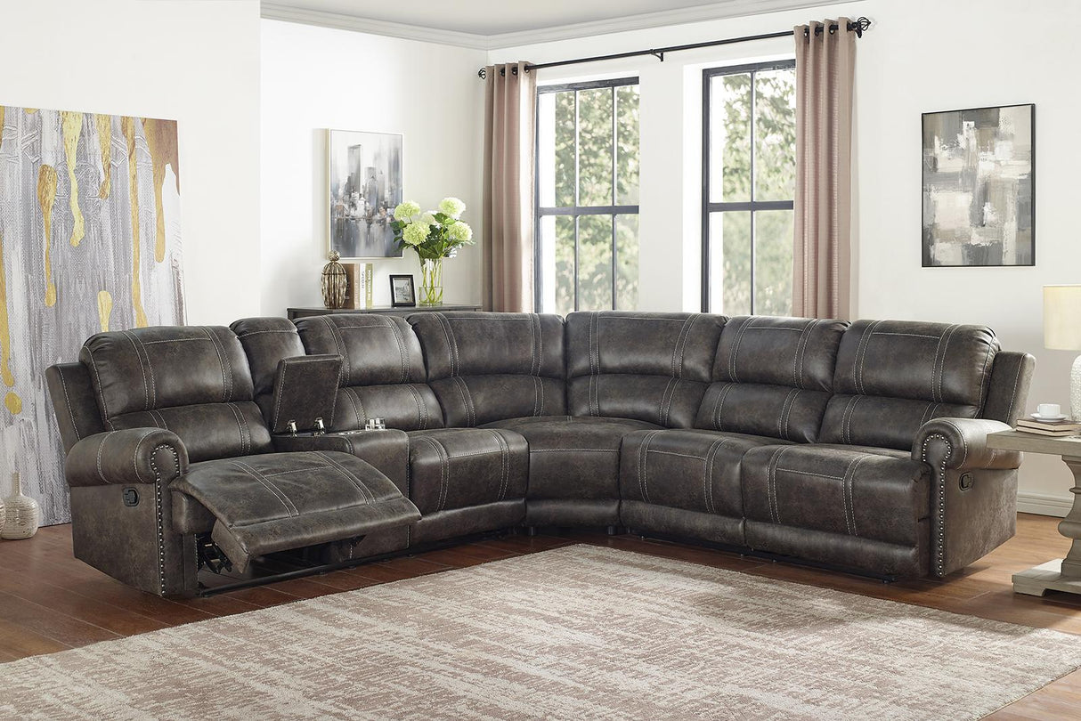 New Classic Furniture Calhoun 3pc Reclining Sectional in Walnut