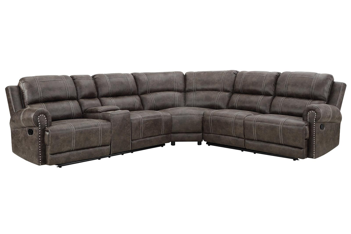 New Classic Furniture Calhoun 3pc Power Reclining Sectional in Walnut - galleria furniture outlet