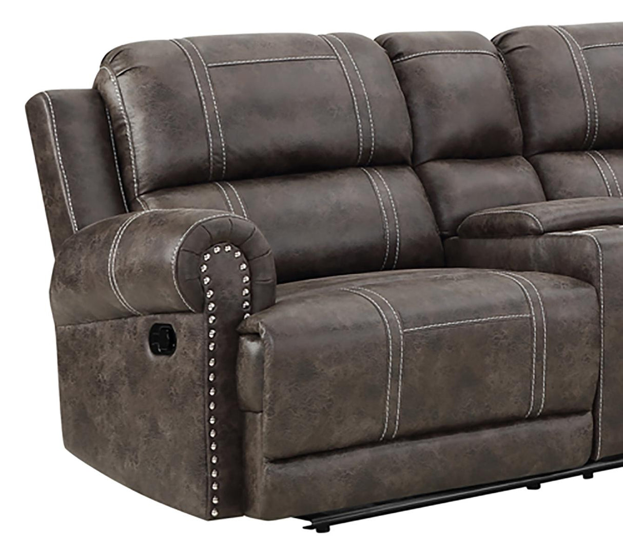 New Classic Furniture Calhoun 3pc Reclining Sectional in Walnut - galleria furniture outlet