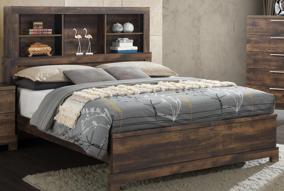 New Classic Furniture Campbell Queen Bookcase Bed in Ranchero