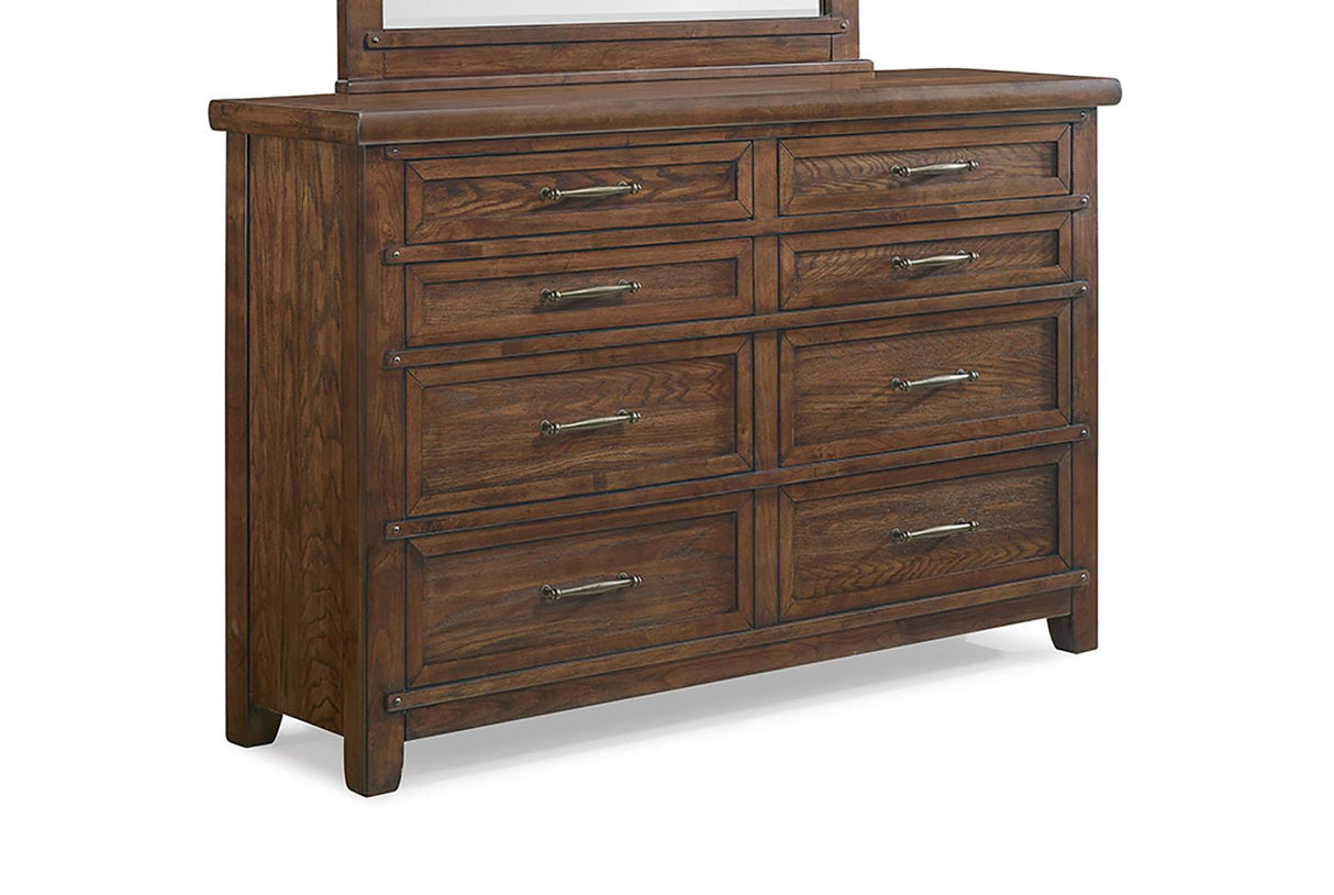 New Classic Furniture Fairfax 8 Drawer Dresser in Medium Oak