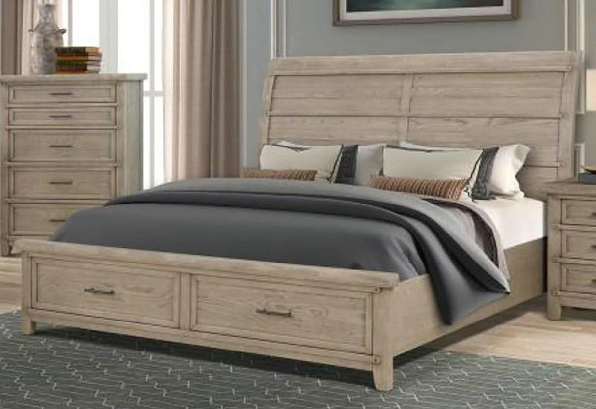 New Classic Furniture Fairfax California King Storage Bed in Driftwood - galleria furniture outlet