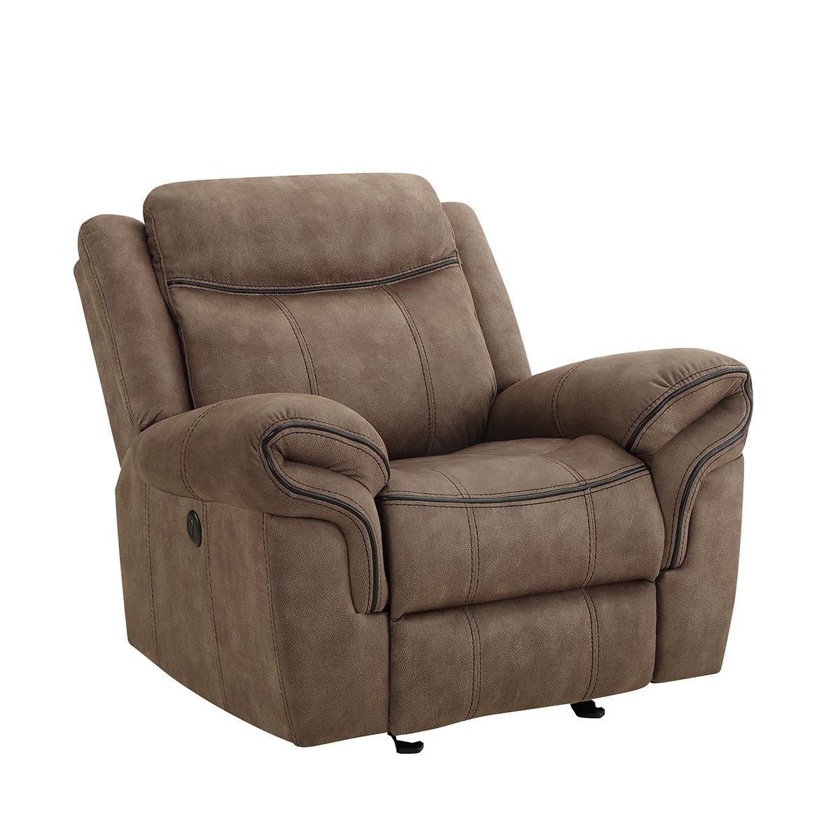 New Classic Furniture Harley Glider Recliner with Power Footrest in Light Brown - galleria furniture outlet