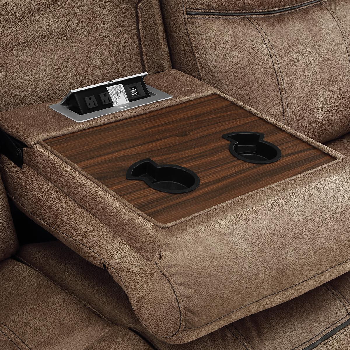 New Classic Furniture Harley Sofa with Dual Recliner in Light Brown - galleria furniture outlet