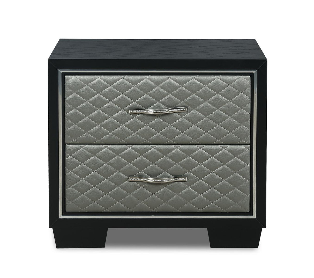New Classic Furniture Luxor 2 Drawer Nightstand in Black/Silver
