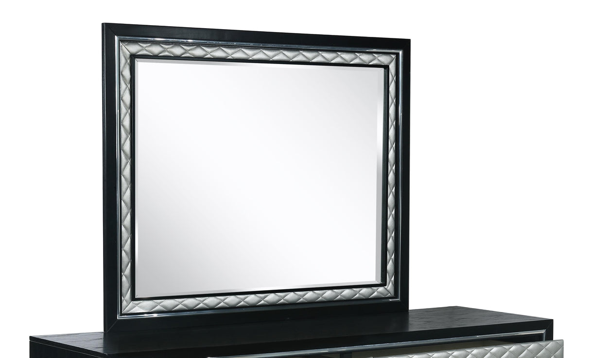 New Classic Furniture Luxor Mirror in Black/Silver - galleria furniture outlet