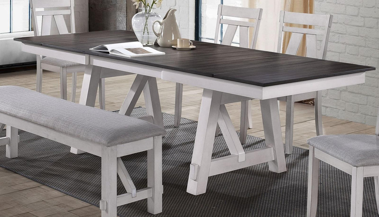 New Classic Furniture Maisie Dining Table in White/Brown - galleria furniture outlet