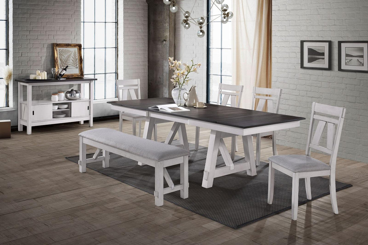 New Classic Furniture Maisie Dining Table in White/Brown - galleria furniture outlet