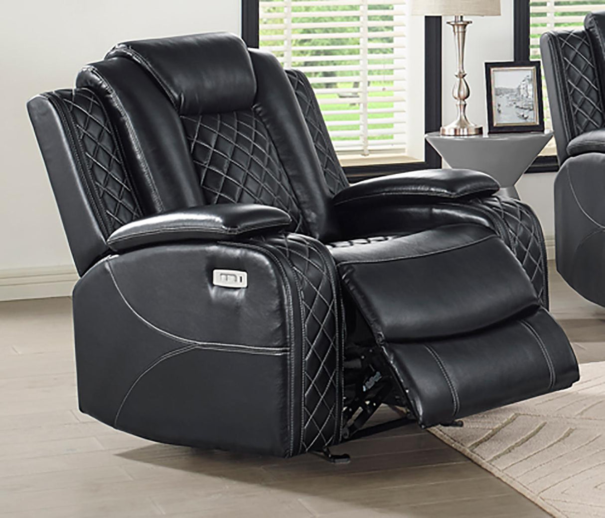 New Classic Furniture Orion Glider Recliner in Black - galleria furniture outlet