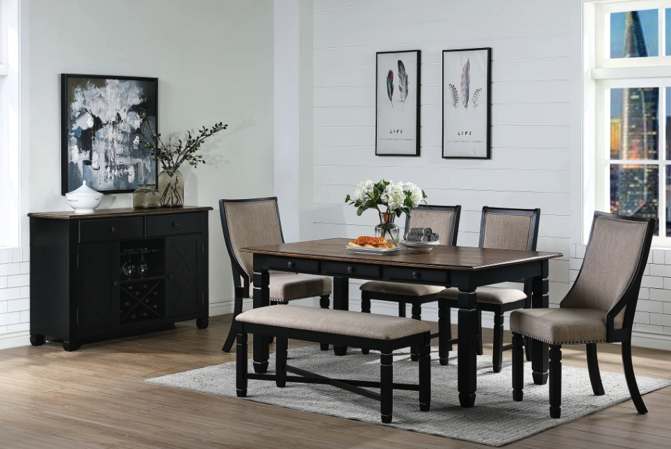New Classic Furniture Prairie Point 6 Drawer Rectangular Dining Table in BlackPROMO - galleria furniture outlet