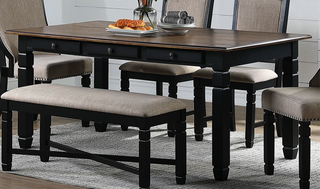 New Classic Furniture Prairie Point 6 Drawer Rectangular Dining Table in BlackPROMO - galleria furniture outlet
