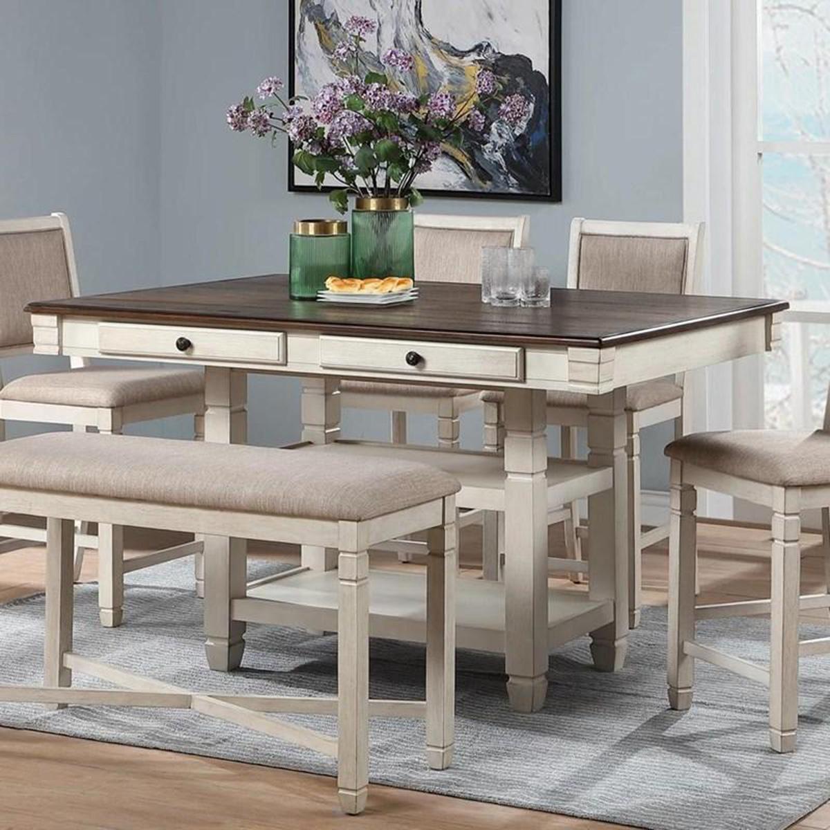 New Classic Furniture Prairie Point Rectangular Counter Height Table in White - galleria furniture outlet