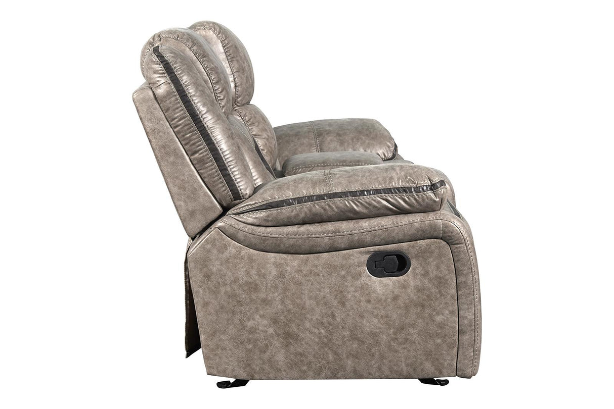 New Classic Furniture Roswell Dual Recliner Console Loveseat in Pewter - galleria furniture outlet