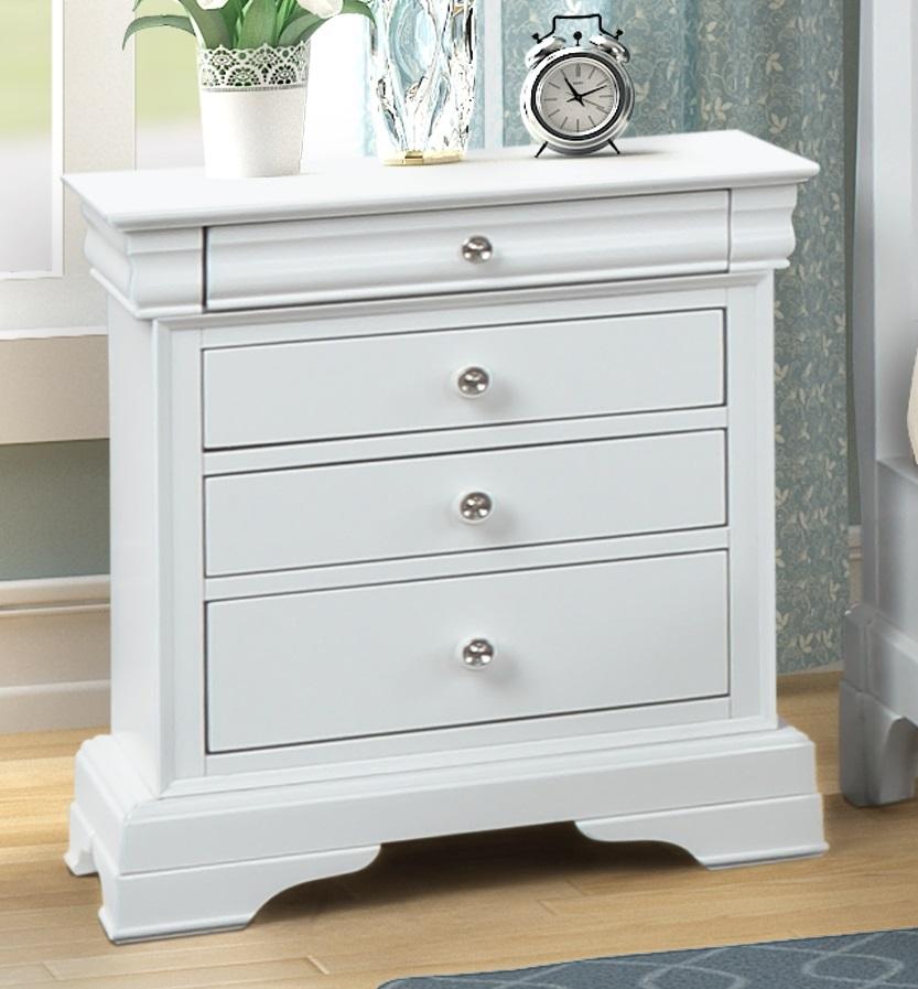 New Classic Furniture Versaille 4 Drawer Nightstand in White