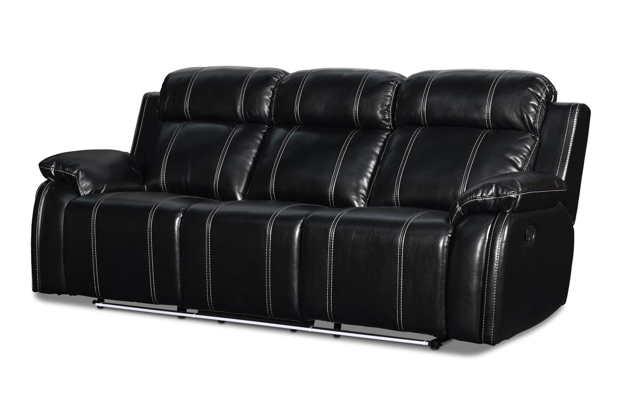 New Classic Fusion Dual Recliner Sofa in Black - galleria furniture outlet