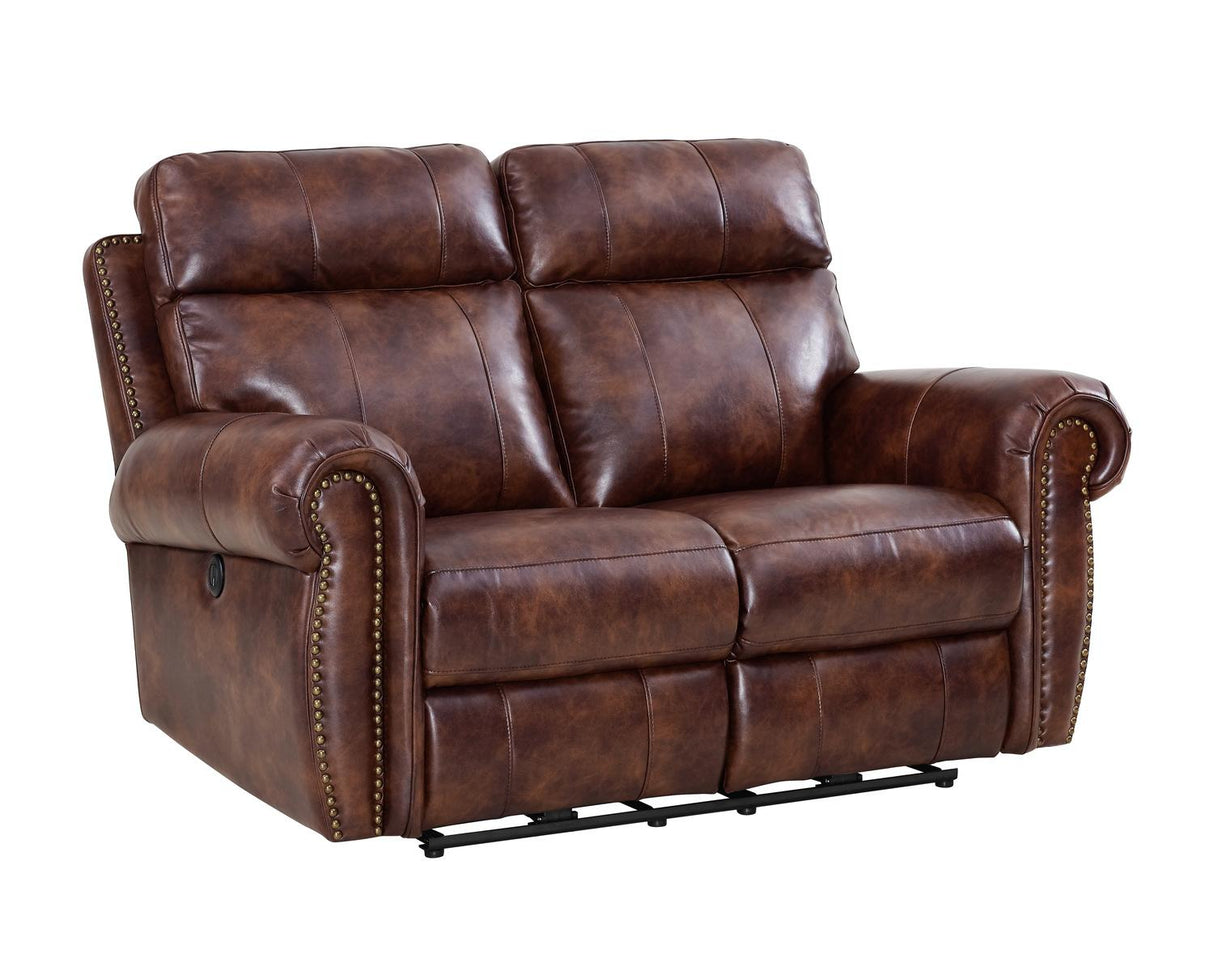 New Classic Roycroft Power Recliner Loveseat in Pecan - galleria furniture outlet