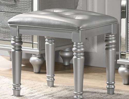 New Classic Valentino Vanity Table Stool in Silver