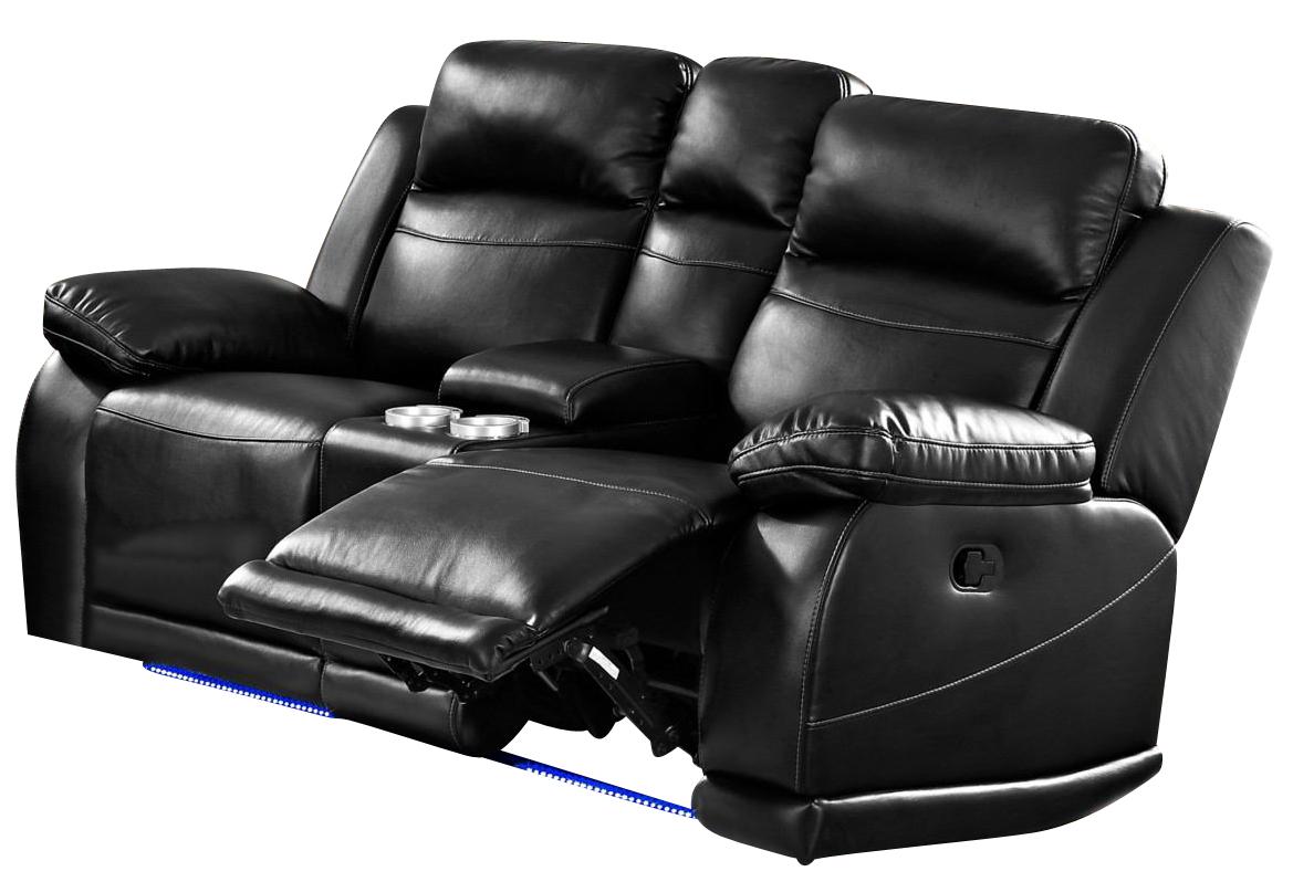 New Classic Vega Dual Recliner Console Loveseat in Premiere Black - galleria furniture outlet