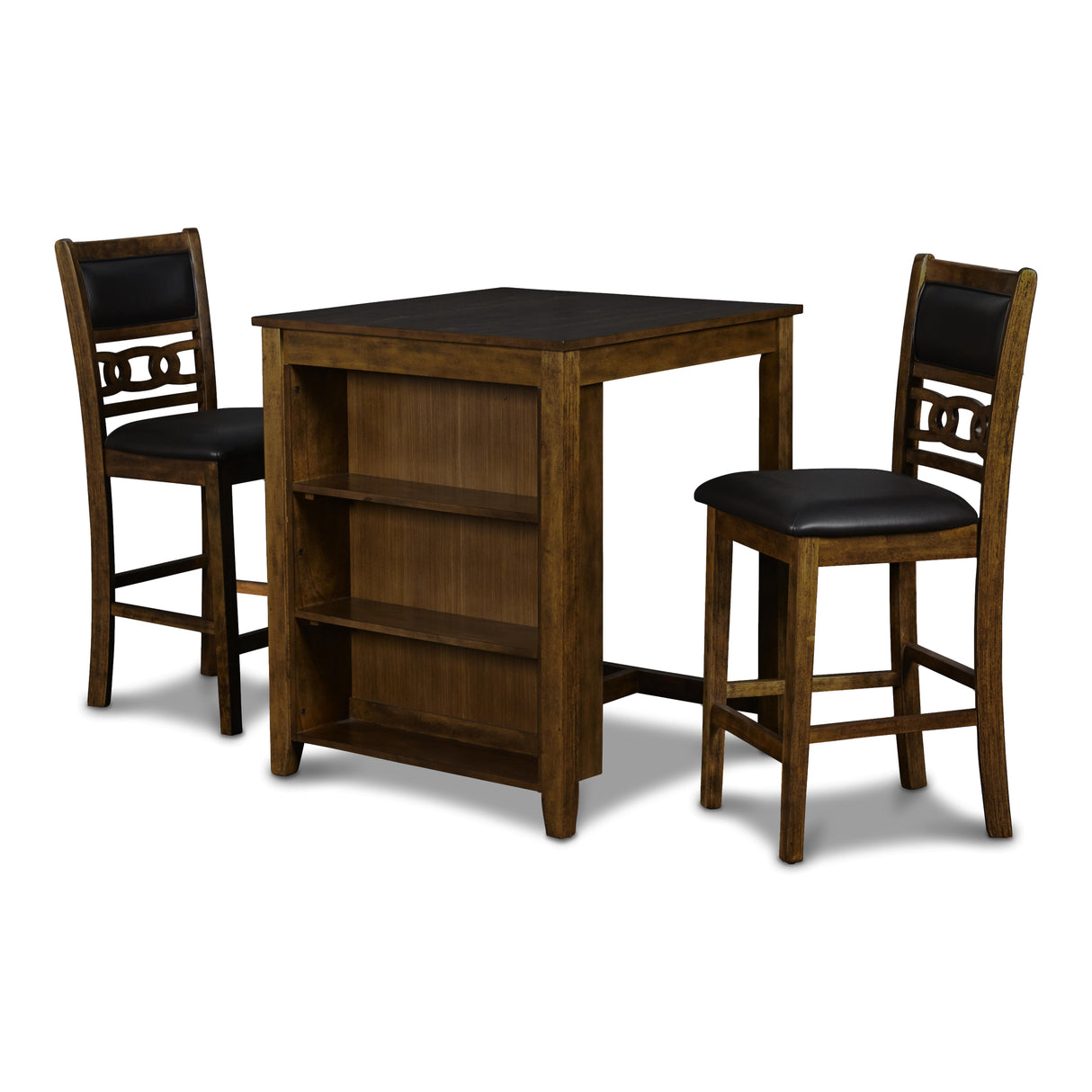 GIA 30" COUNTER TABLE W/2 CHAIRS & STG SHELF-BROWN