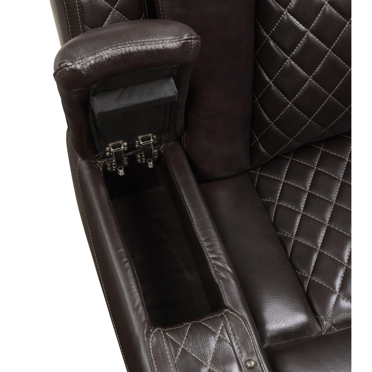 JOSHUA LEATHER GLIDER RECLINER - DK BROWN